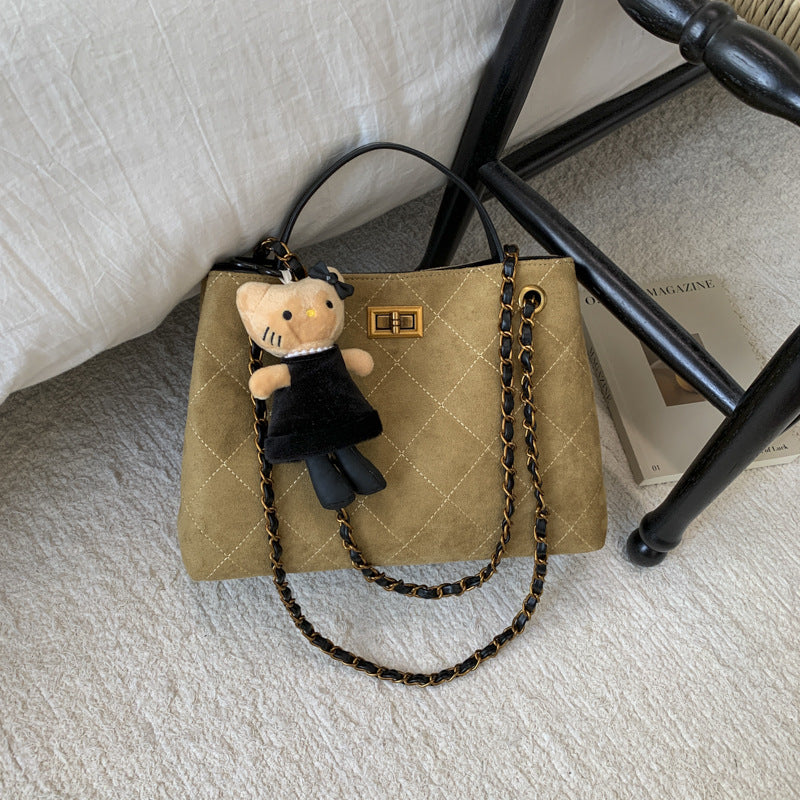 Vintage Suede Bag 2025 New Commuter Women's Shoulder Crossbody Bag Large Capacity Handbag Tote Bag