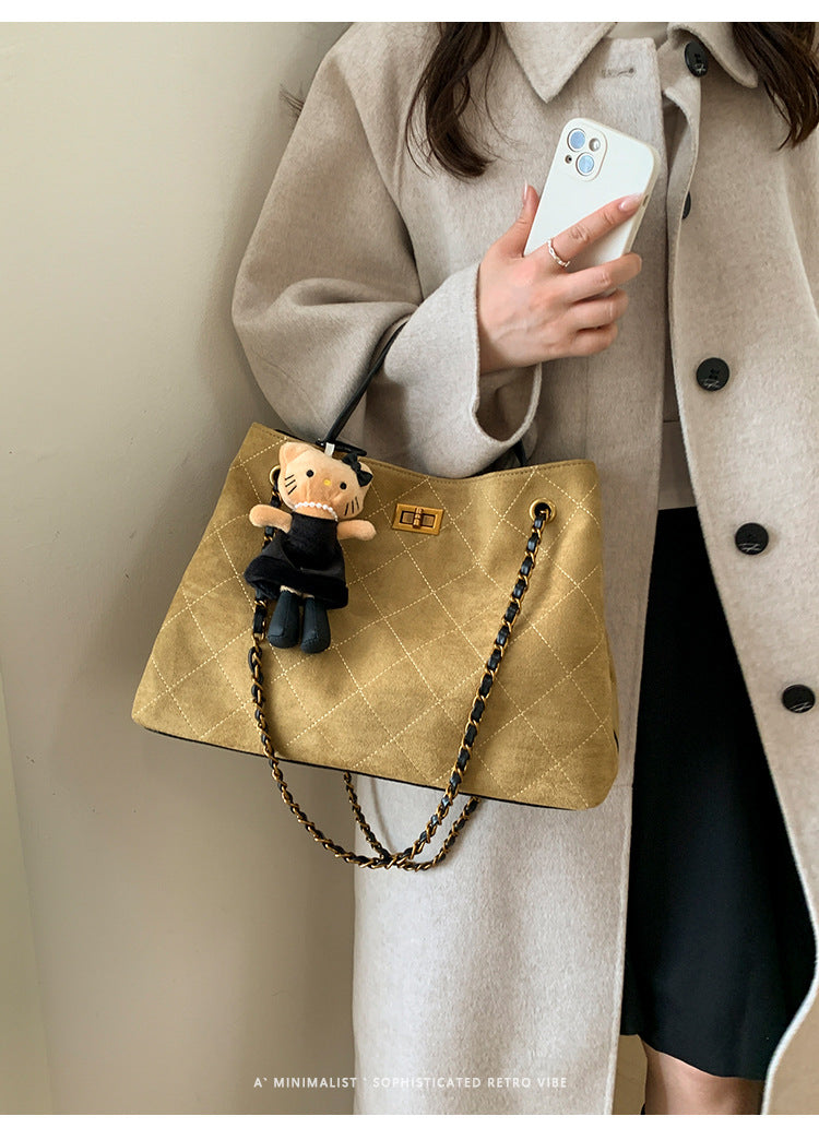 Vintage Suede Bag 2025 New Commuter Women's Shoulder Crossbody Bag Large Capacity Handbag Tote Bag