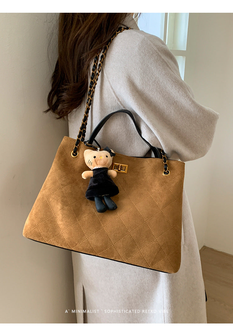 Vintage Suede Bag 2025 New Commuter Women's Shoulder Crossbody Bag Large Capacity Handbag Tote Bag