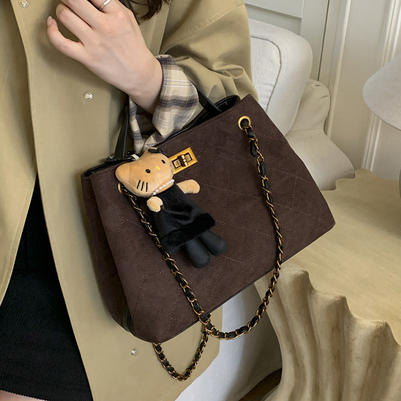 Vintage Suede Bag 2025 New Commuter Women's Shoulder Crossbody Bag Large Capacity Handbag Tote Bag