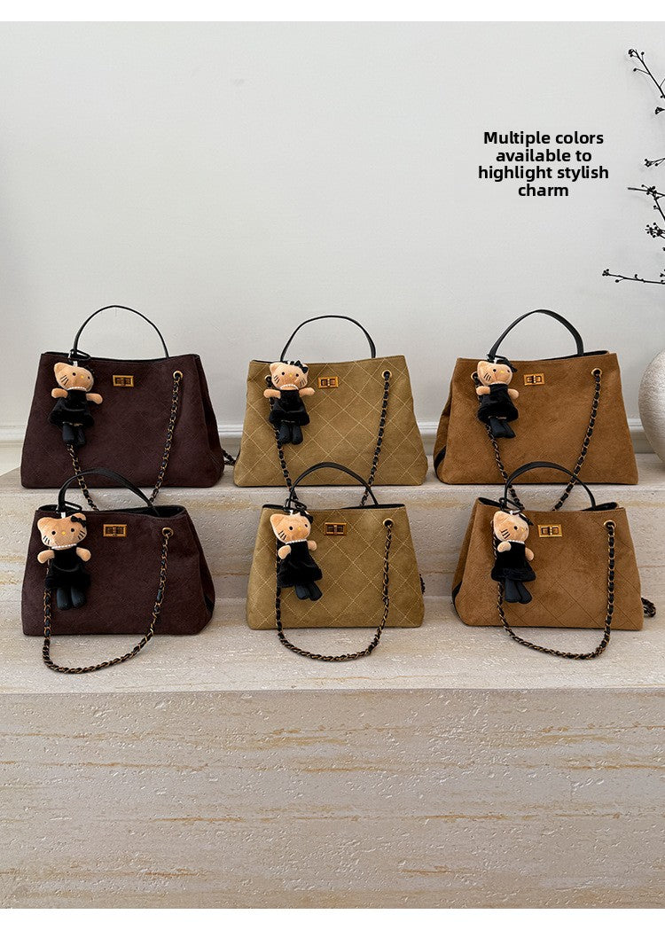 Vintage Suede Bag 2025 New Commuter Women's Shoulder Crossbody Bag Large Capacity Handbag Tote Bag