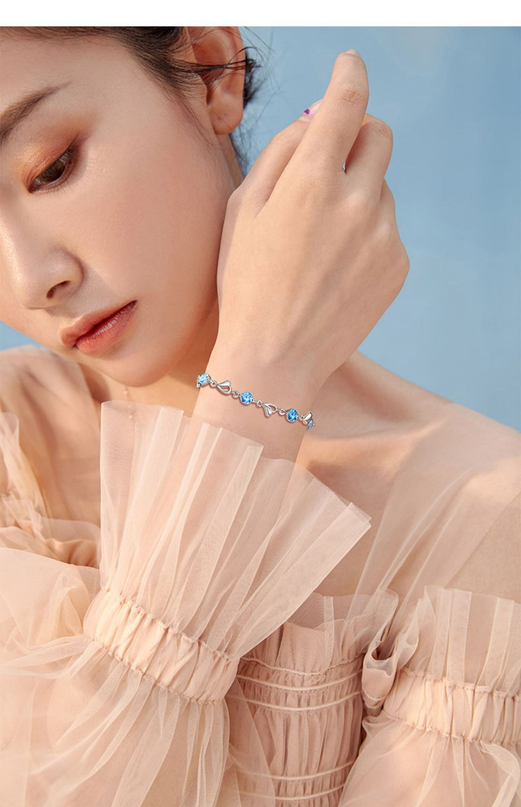 Ocean Heart Bracelet for Women, Light Luxury Niche Design, High-End Feel, Simple Sweet Temperament, Fresh Style, Gift for Best Friend