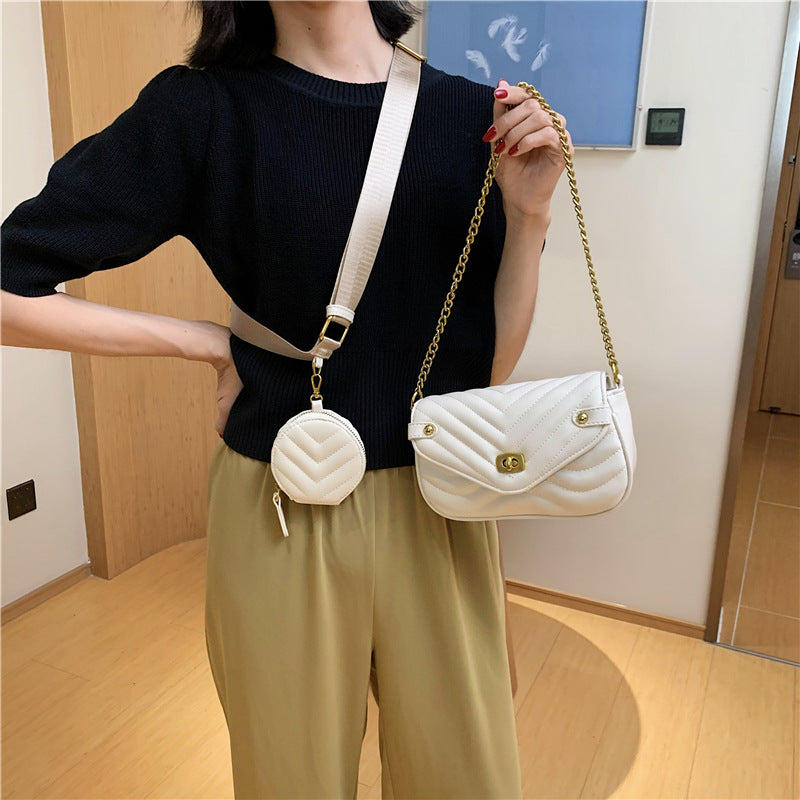 2022 New Women's Crossbody Bag Summer Shoulder Bag Trendy Small Niche Design Chain Embroidery Zipper Bag