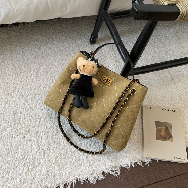 Vintage Suede Bag 2025 New Commuter Women's Shoulder Crossbody Bag Large Capacity Handbag Tote Bag