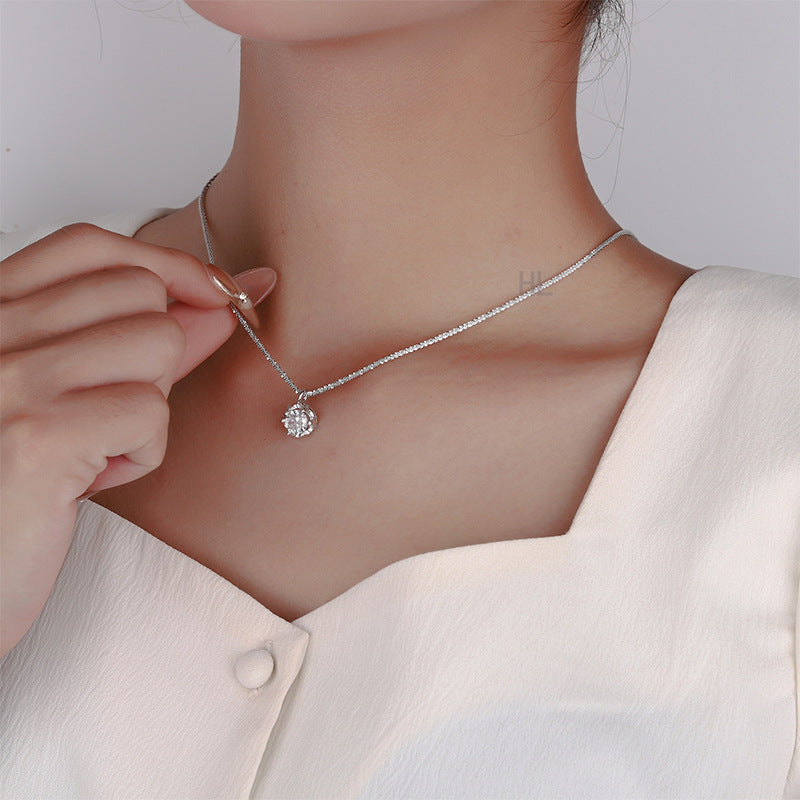 S925 Sterling Silver Necklace for Women 2024 New Hot-Selling Collarbone Chain Elegant Light Luxury Niche High-End Neck Chain Accessory
