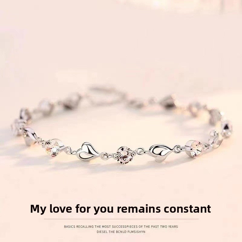 Ocean Heart Bracelet for Women, Light Luxury Niche Design, High-End Feel, Simple Sweet Temperament, Fresh Style, Gift for Best Friend