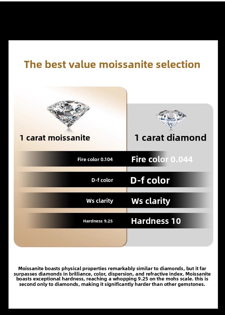 Moissanite Earrings for Men and Women, Pure Silver Six-Prong Ear Bone Studs, Elegant and Simple High-End Earrings, White Gold Ear Jewelry TK Cross-Border