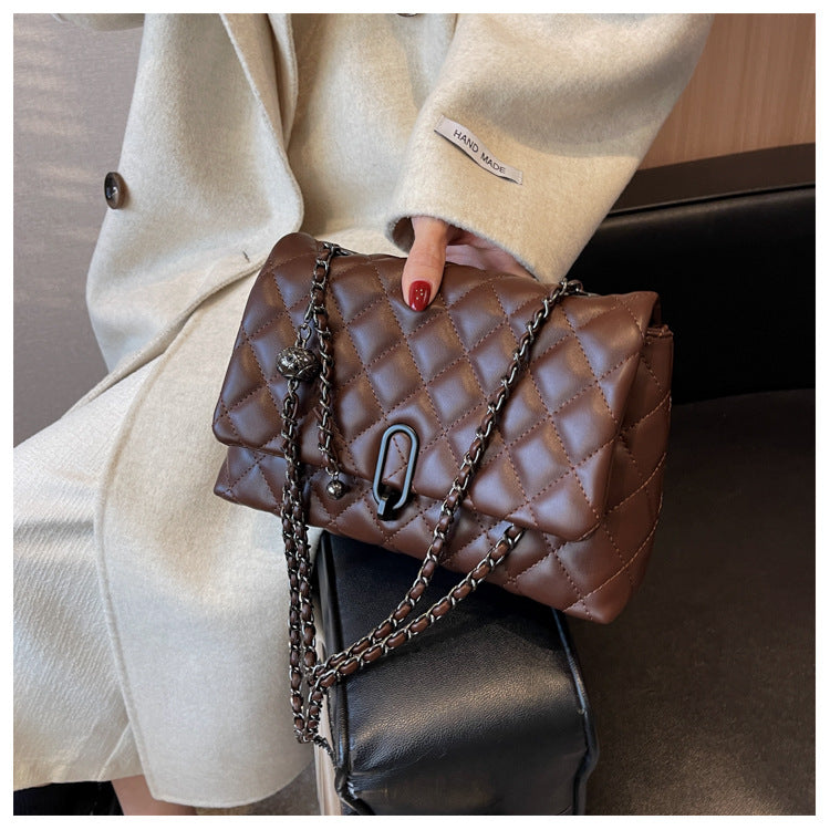 High-Quality Texture Bag for Women Autumn Winter 2025 New Trendy Fashion Quilted Chain Bag Niche Ladies Single Shoulder Crossbody Bag