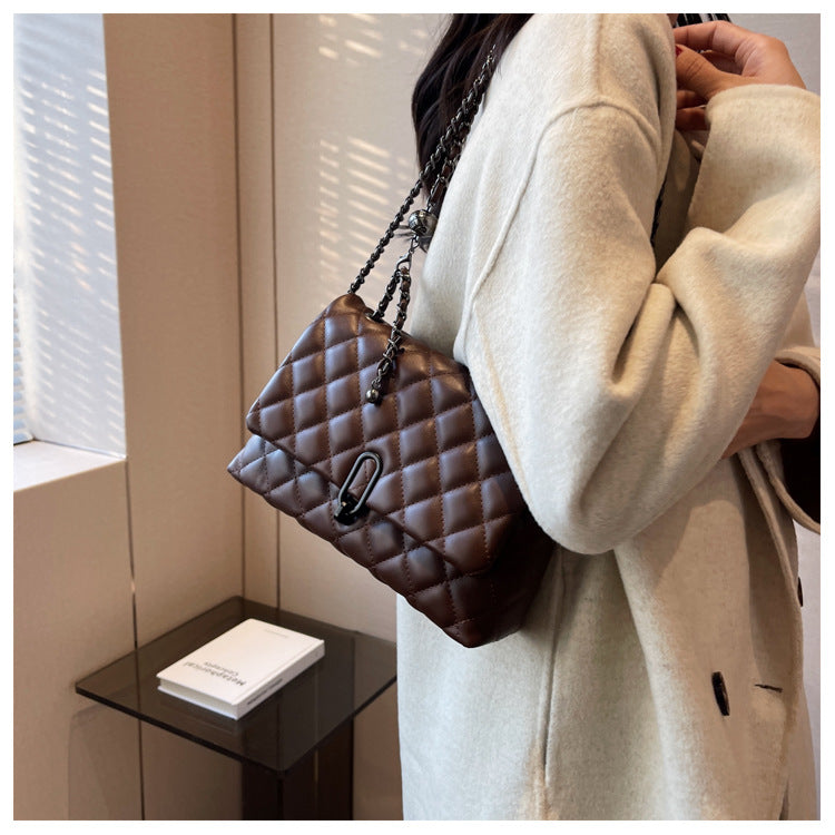 High-Quality Texture Bag for Women Autumn Winter 2025 New Trendy Fashion Quilted Chain Bag Niche Ladies Single Shoulder Crossbody Bag