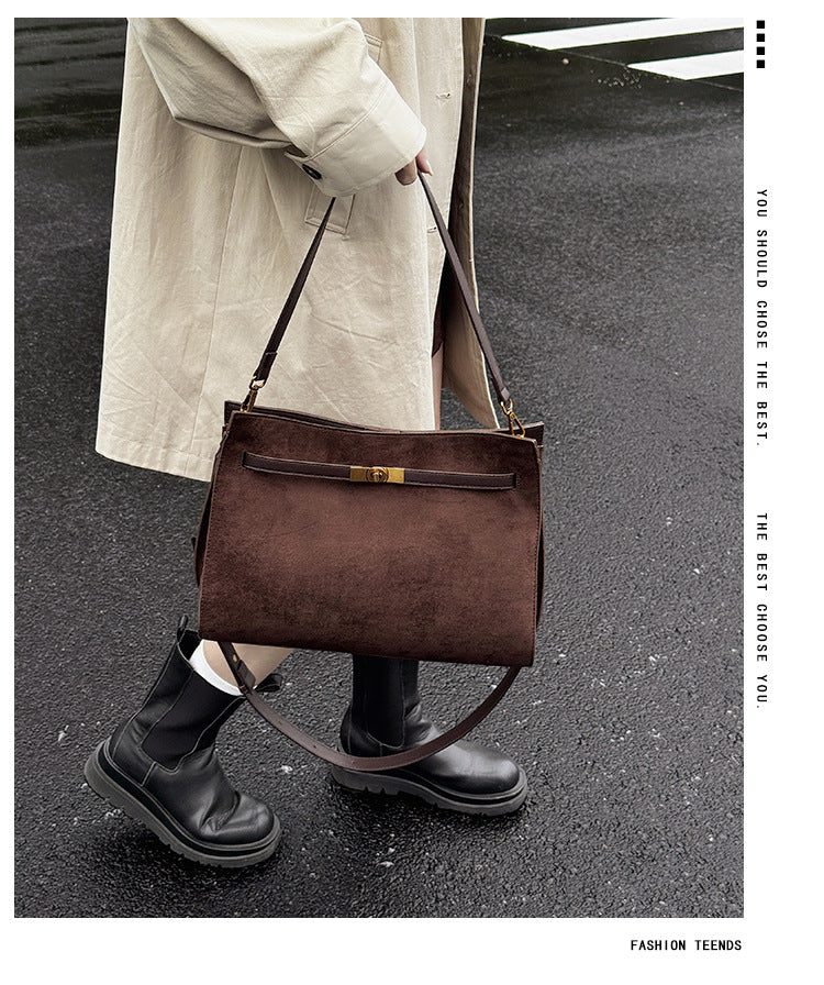 Tote Bag Autumn Winter High-end Matte Women's Bag New Large Capacity Simple Commuter Bag Cross-border Single Shoulder Crossbody Bag