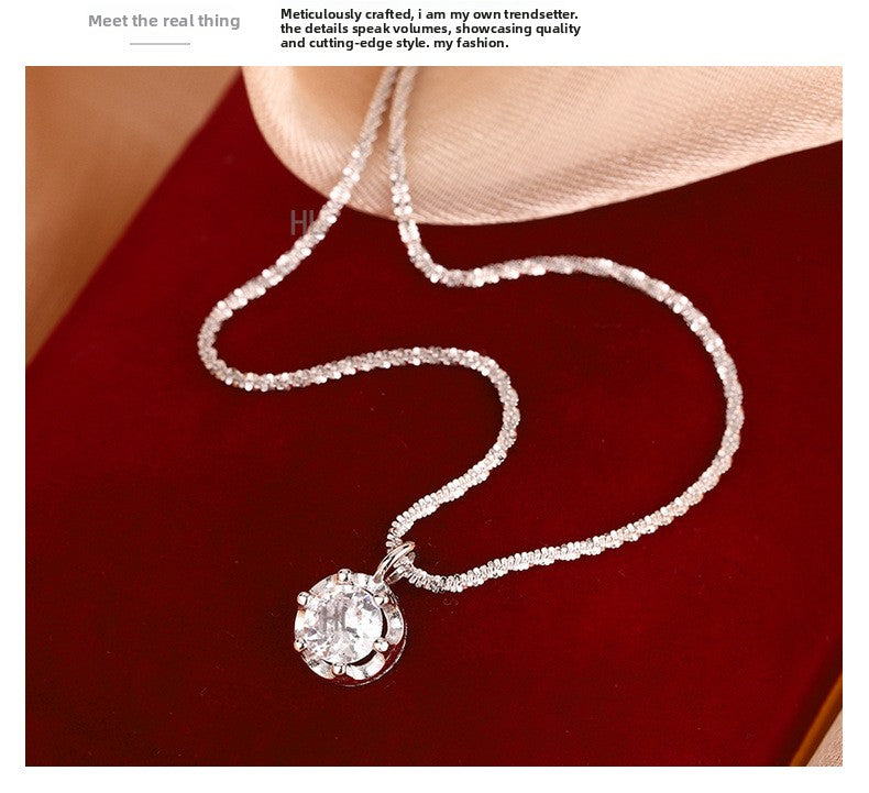 S925 Sterling Silver Necklace for Women 2024 New Hot-Selling Collarbone Chain Elegant Light Luxury Niche High-End Neck Chain Accessory