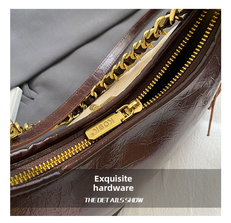 Chanel Style Retro Large Capacity Tote Bag for Women 2025 New Color-Block Chain Underarm Bag Versatile Handbag Shoulder Bag