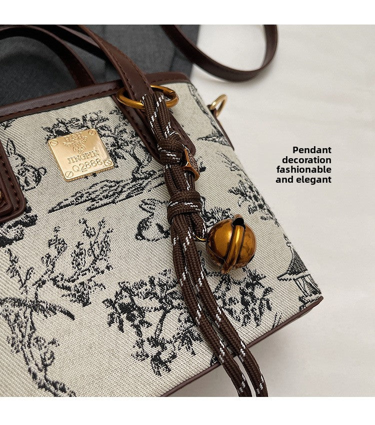 Super Popular Niche Embroidered Bag for Women 2025 New Fashion Versatile Crossbody Bag Color-Block Handbag Bucket Bag Small Tote Bag