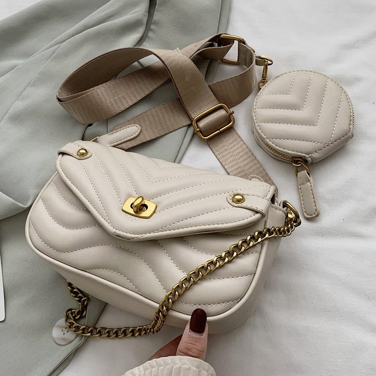 2022 New Women's Crossbody Bag Summer Shoulder Bag Trendy Small Niche Design Chain Embroidery Zipper Bag