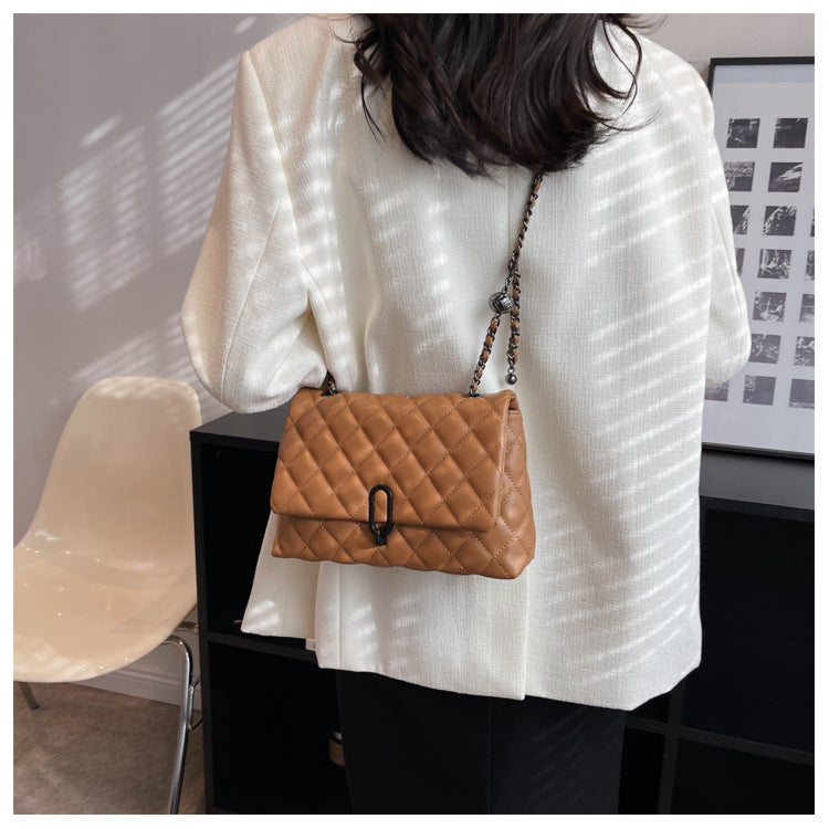 High-Quality Texture Bag for Women Autumn Winter 2025 New Trendy Fashion Quilted Chain Bag Niche Ladies Single Shoulder Crossbody Bag