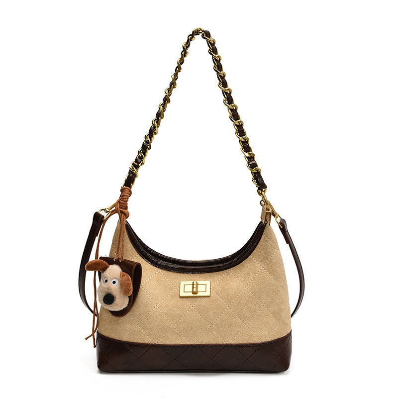 Chanel Style Retro Large Capacity Tote Bag for Women 2025 New Color-Block Chain Underarm Bag Versatile Handbag Shoulder Bag