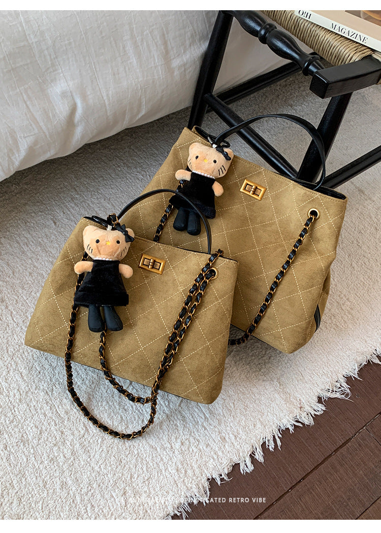 Vintage Suede Bag 2025 New Commuter Women's Shoulder Crossbody Bag Large Capacity Handbag Tote Bag