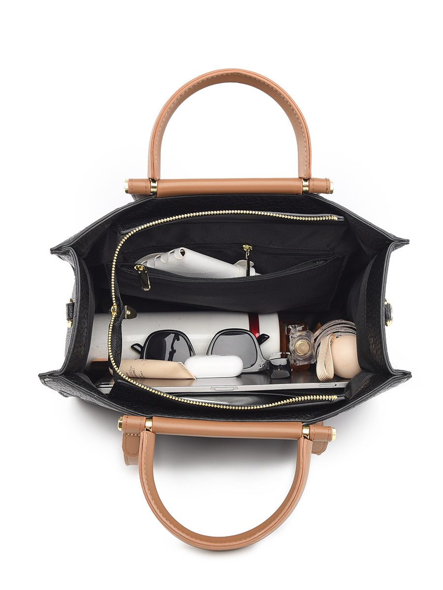 Fashionable Embossed Large Tote Bag Simple Large Capacity Commuter Bag for Women Cross-Border Hot-Selling Microfiber Leather Tote Bag