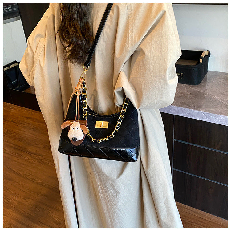 Chanel Style Retro Large Capacity Tote Bag for Women 2025 New Color-Block Chain Underarm Bag Versatile Handbag Shoulder Bag