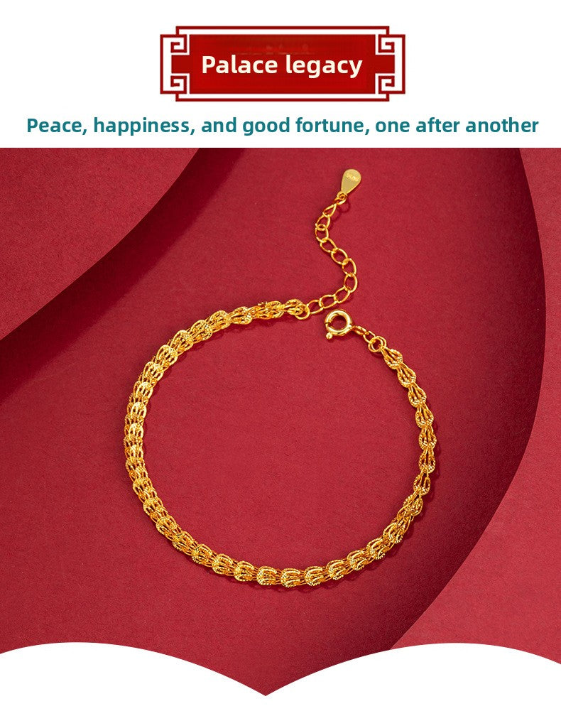 Phoenix Tail Pure Silver 925 Bracelet for Women, Light Luxury Niche Design Hollow Bracelet, New Chinese Style Ins Style Ring Buckle Jewelry