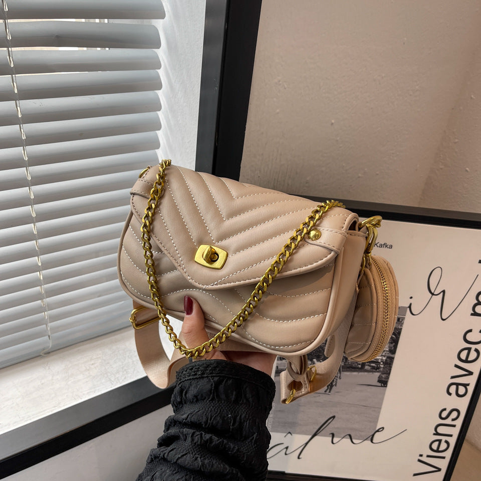 2022 New Women's Crossbody Bag Summer Shoulder Bag Trendy Small Niche Design Chain Embroidery Zipper Bag