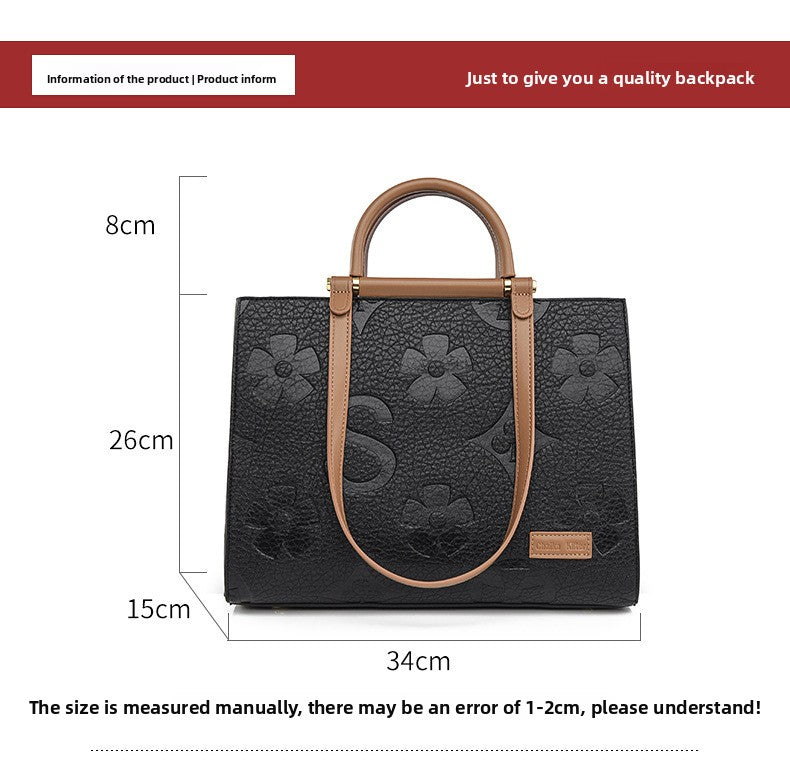 Fashionable Embossed Large Tote Bag Simple Large Capacity Commuter Bag for Women Cross-Border Hot-Selling Microfiber Leather Tote Bag