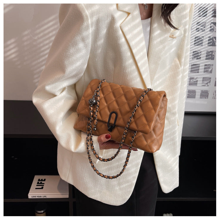 High-Quality Texture Bag for Women Autumn Winter 2025 New Trendy Fashion Quilted Chain Bag Niche Ladies Single Shoulder Crossbody Bag