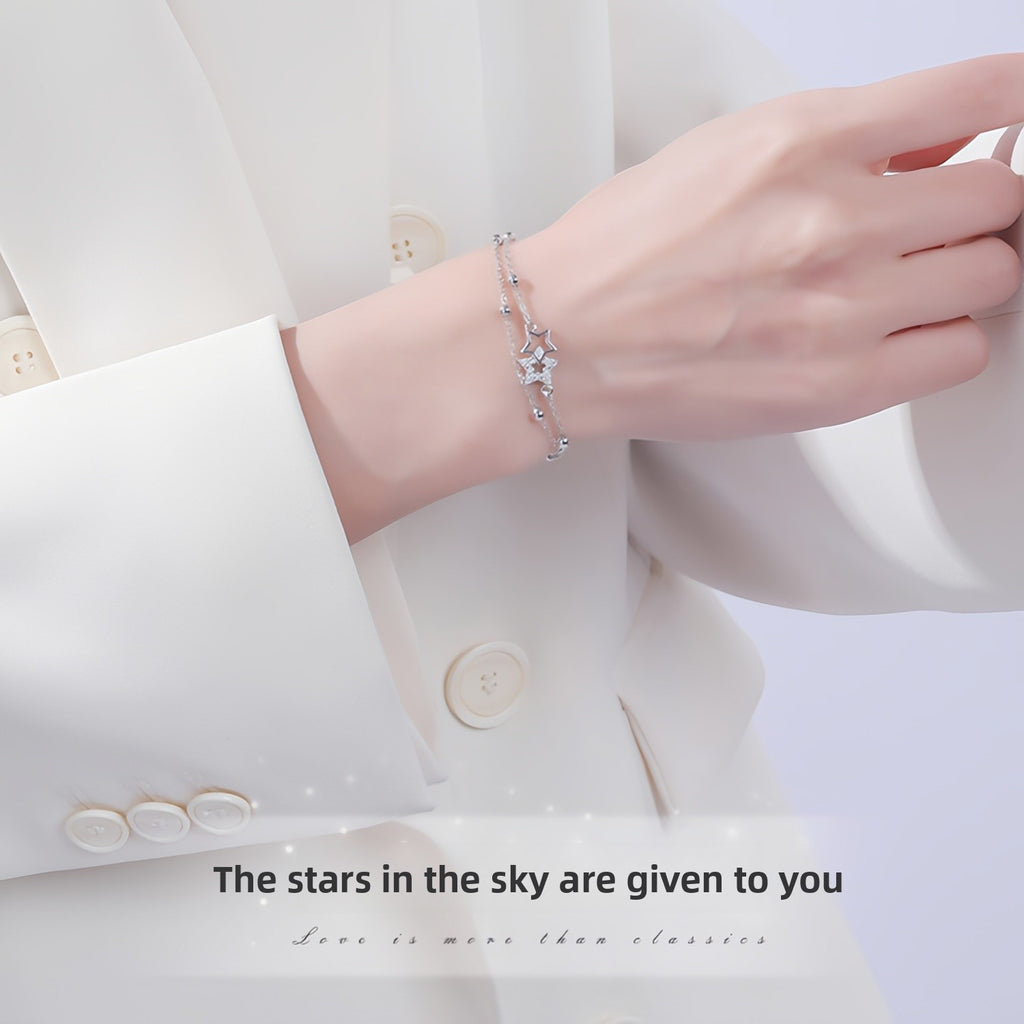 S925 Sterling Silver Starry Sky Story Bracelet for Women Korean Version Light Luxury Exquisite Ins Style Niche Design Gift for Girlfriend