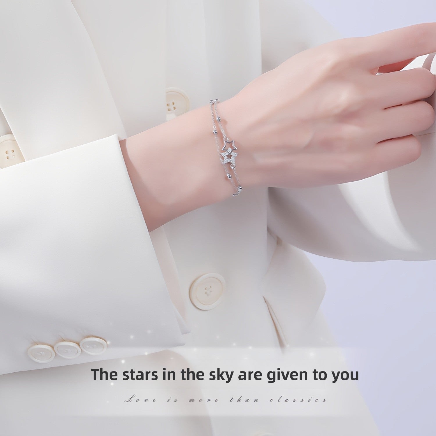 S925 Sterling Silver Starry Sky Story Bracelet for Women Korean Version Light Luxury Exquisite Ins Style Niche Design Gift for Girlfriend