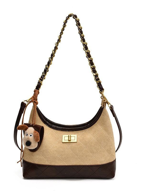 Chanel Style Retro Large Capacity Tote Bag for Women 2025 New Color-Block Chain Underarm Bag Versatile Handbag Shoulder Bag