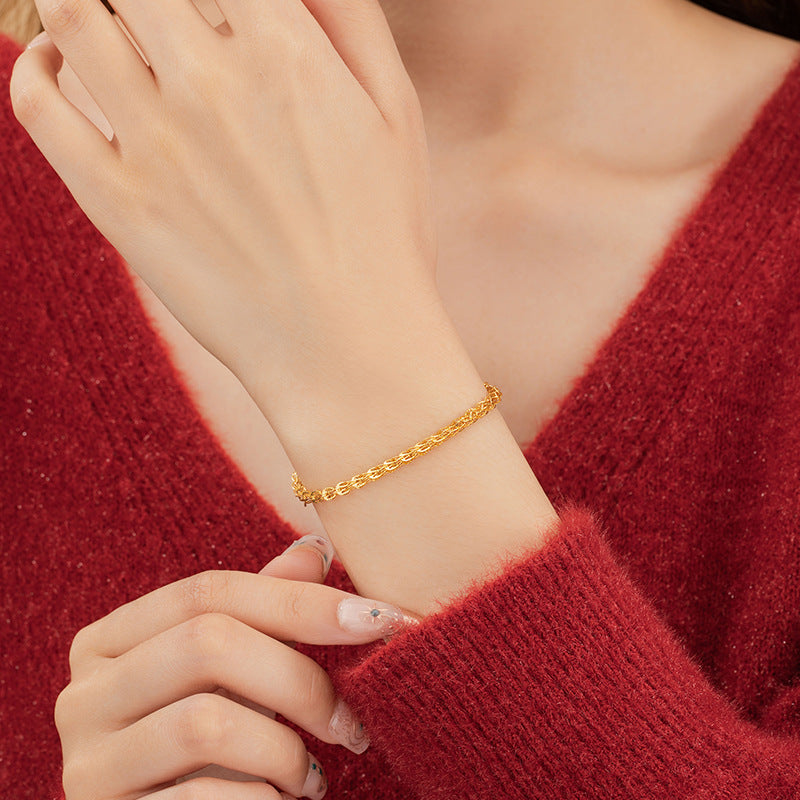 Phoenix Tail Pure Silver 925 Bracelet for Women, Light Luxury Niche Design Hollow Bracelet, New Chinese Style Ins Style Ring Buckle Jewelry