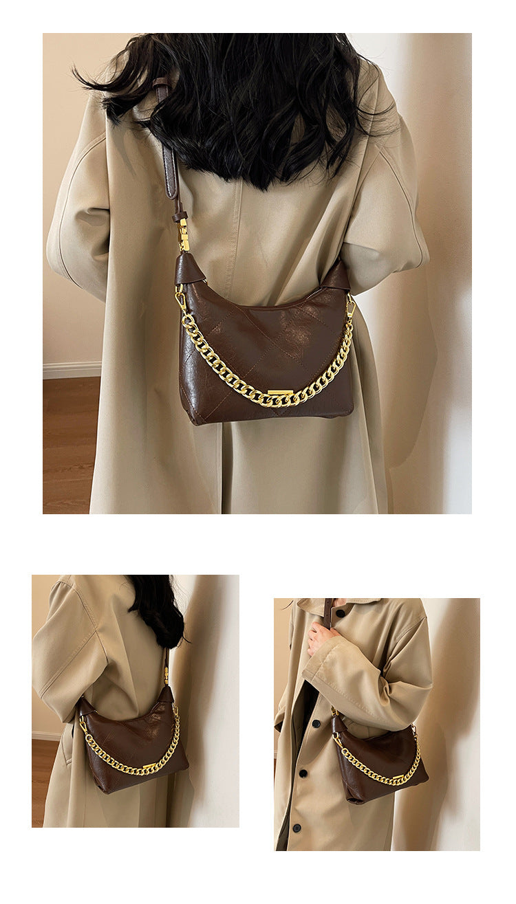 2025 New High-End Handbag Crossbody Bag Quilted Chain Handbag Design Soft Leather Dumpling Bag for Women