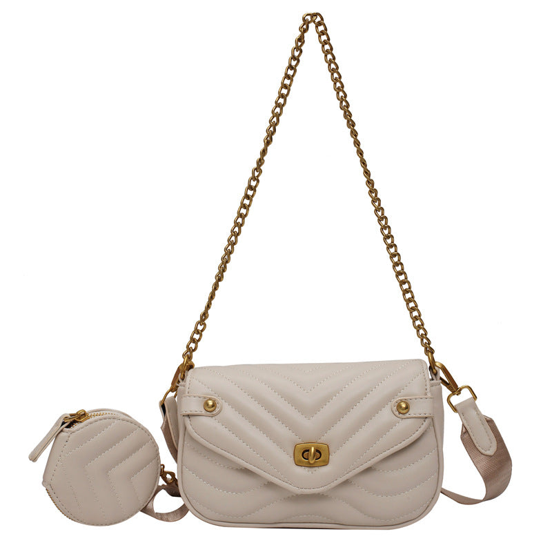 2022 New Women's Crossbody Bag Summer Shoulder Bag Trendy Small Niche Design Chain Embroidery Zipper Bag