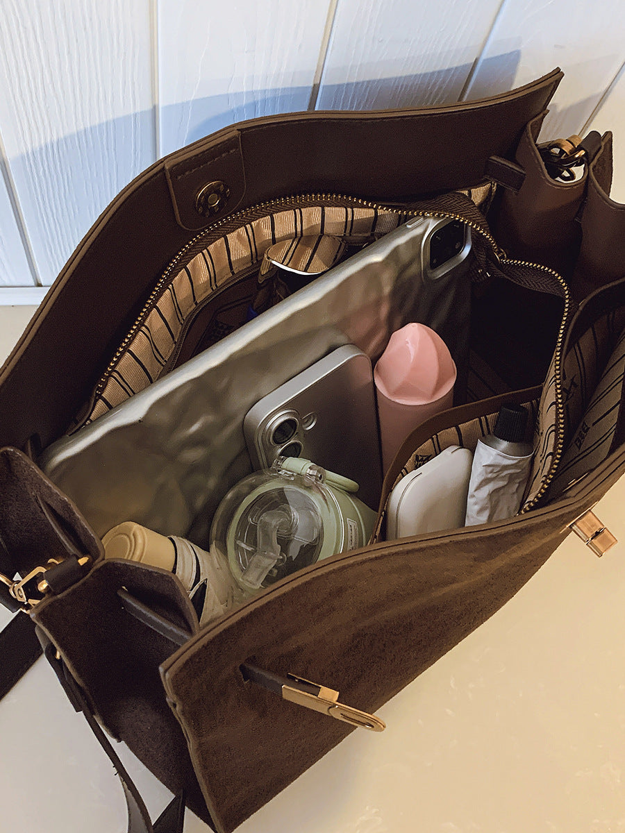 Tote Bag Autumn Winter High-end Matte Women's Bag New Large Capacity Simple Commuter Bag Cross-border Single Shoulder Crossbody Bag